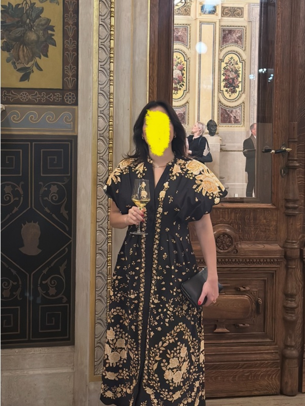 FARM Rio Black Midi Dress with Yellow Floral Embroidery - Picture 7 of 10